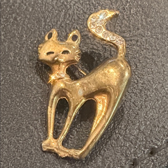 VINTAGE NEW FOX BROOCH  W RHINESTONE TAIL AND COLLAR NEW - Picture 1 of 11